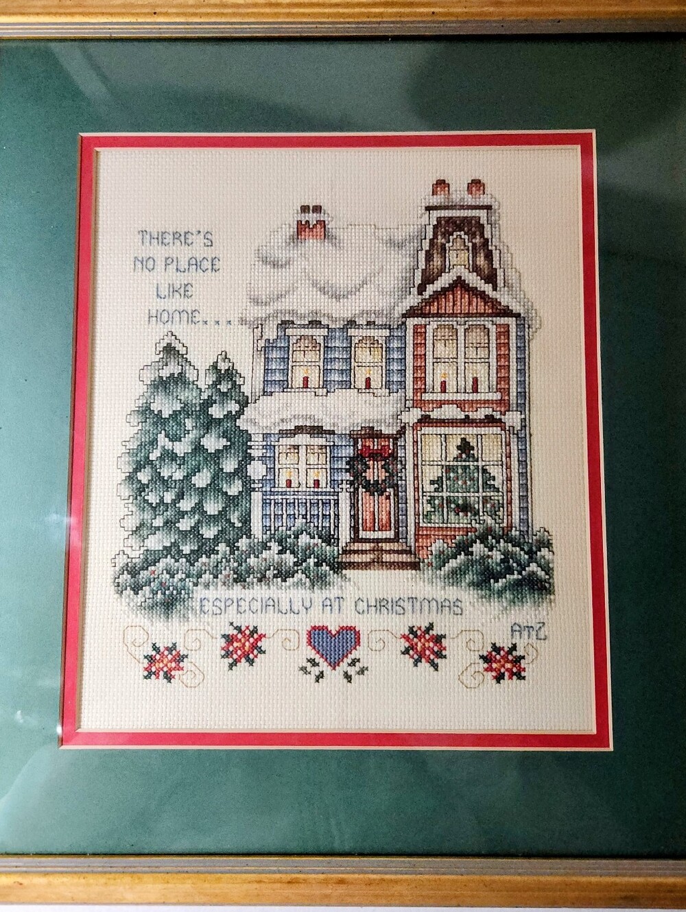 1990 Christmas at Queen Anne House Cross-Stitch and Frame